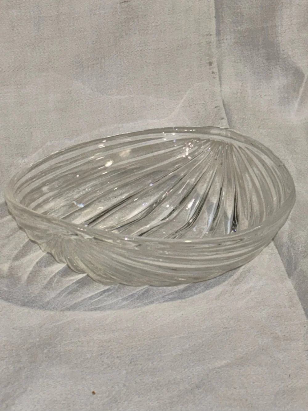 Vintage Clear Optic Swirl Glass Serving Bowl Set 7 Piece Mid Century Style